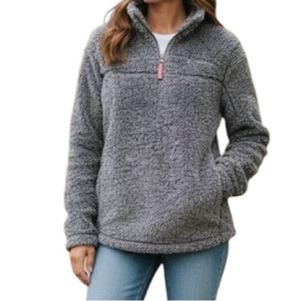 Alpine Sherpa Women’s Plush Gray Teddy Fleece Quarter Zip Pullover – Size Medium